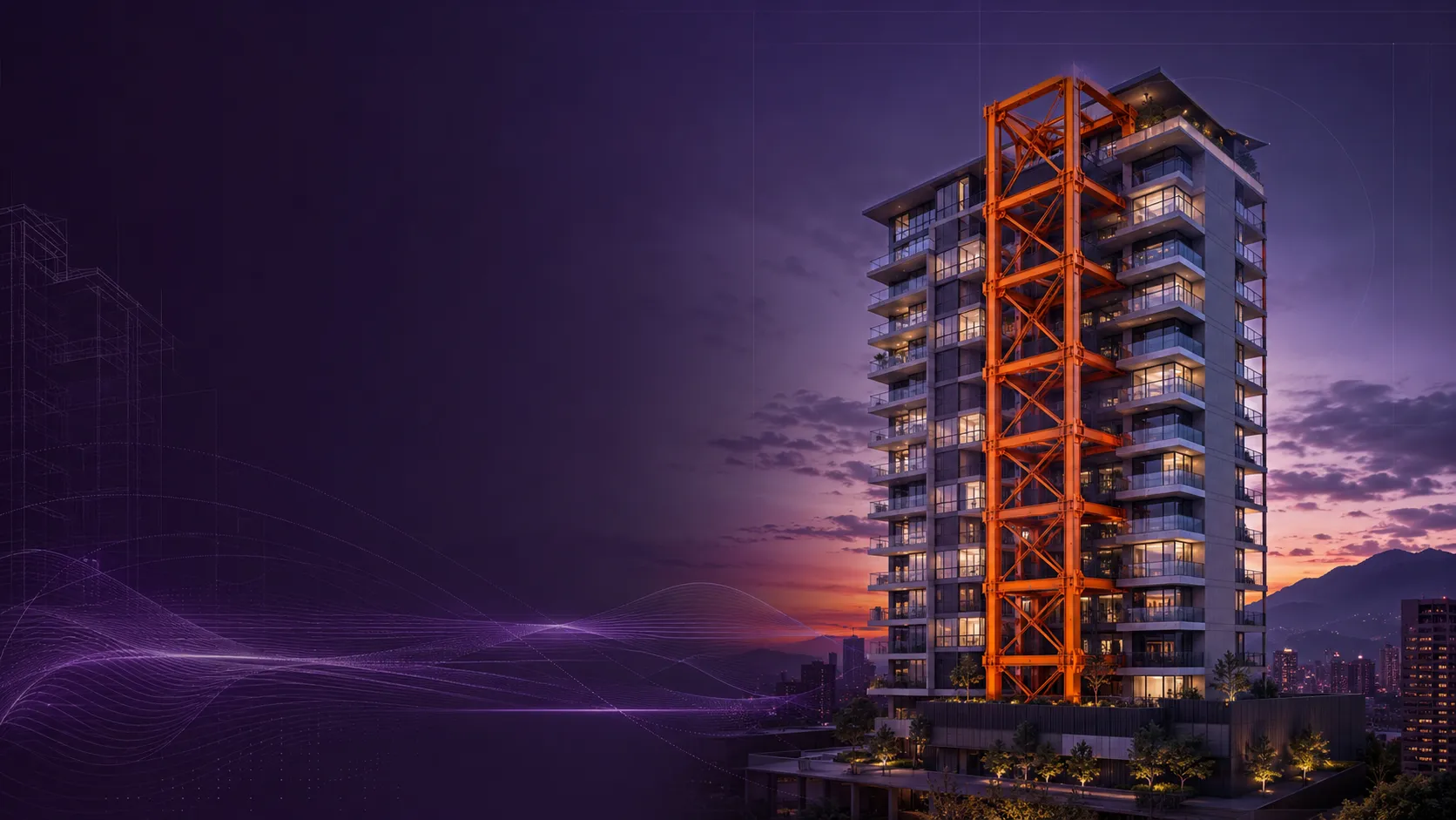 Edificio contemporáneo con estructura metálica integrada